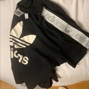adidas trefoil logo tape crop top